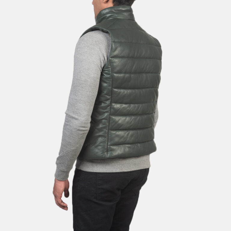 Mens Reeves Green Leather Puffer Vest_3881-8-1614237630359